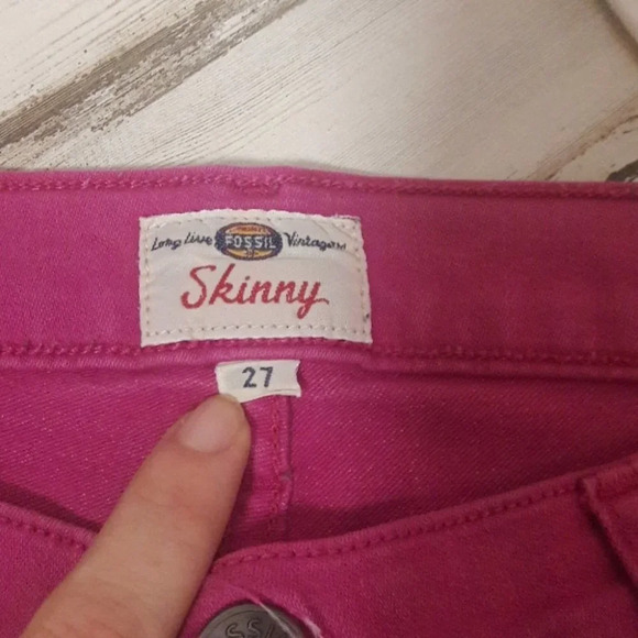 Fossil Skinny Jeans Pink Purple Ankle Crops Pants - Picture 2 of 6